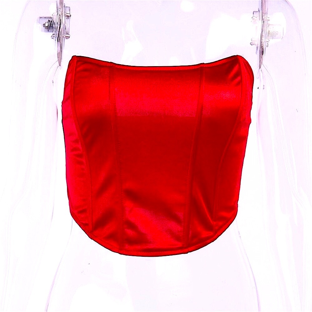 Red strapless boned corset top - Picture 3 of 12